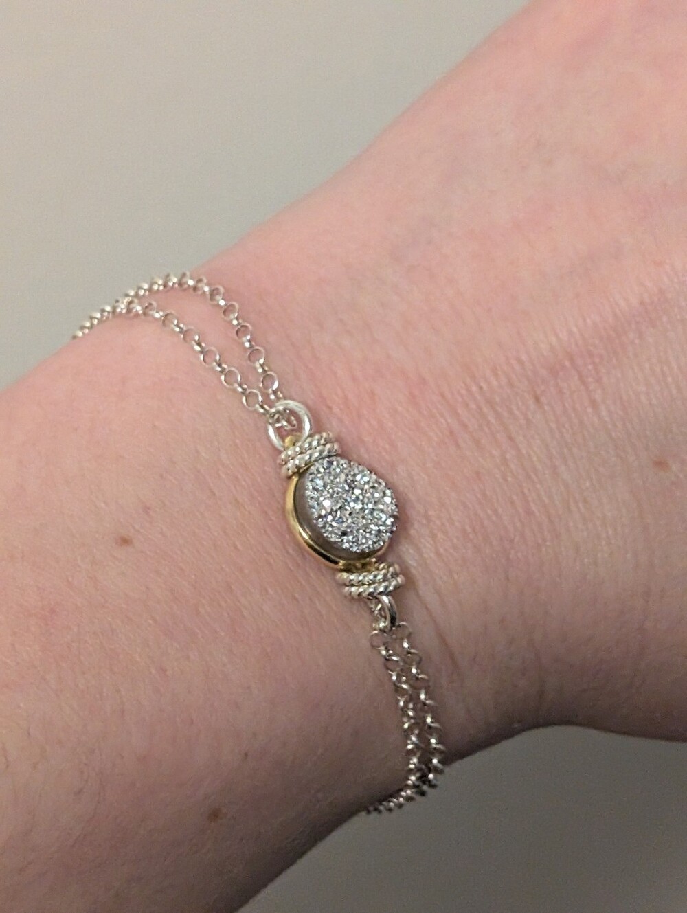 2/$30 Deal!! 925- Sparkling Two-Tone Disc Bracelet